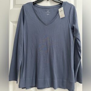 J. Jill Slate Blue V-Neck Long Sleeve Top